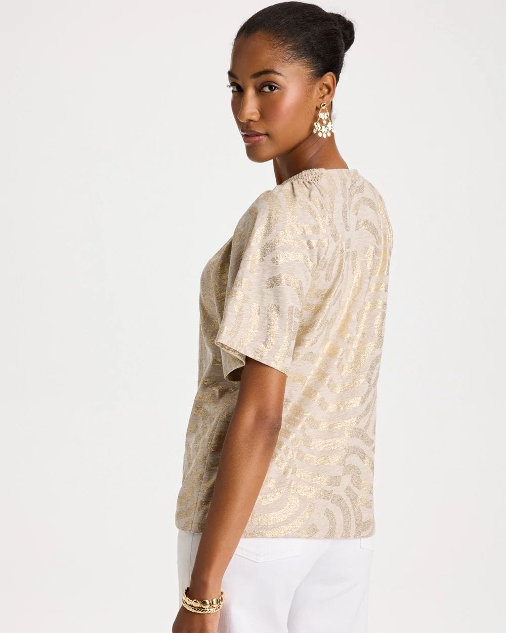 Cotton Foiled Shirred Tee click to view larger image.