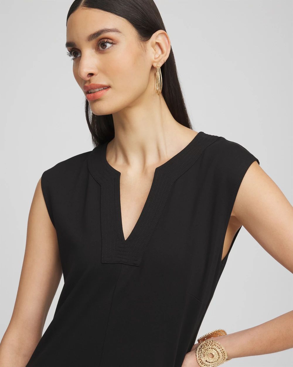 Trapunto Placket Midi Dress