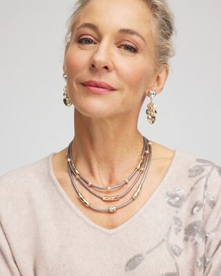 Mixed Metal Triple Strand Necklace