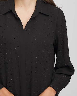 Sequined Long-Sleeved Maxi Shirtdress click to view larger image.