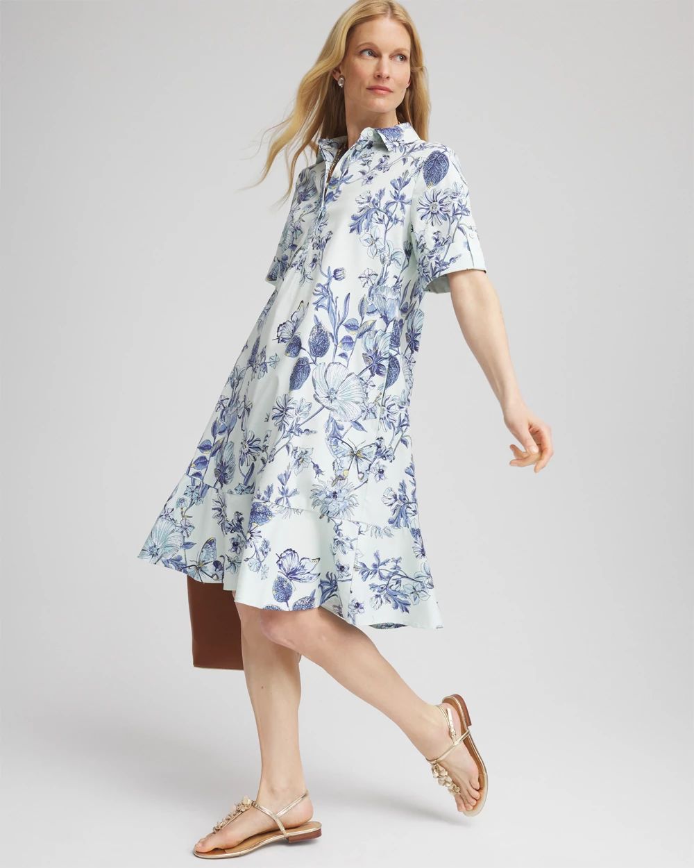 Poplin Butterfly Print Dress