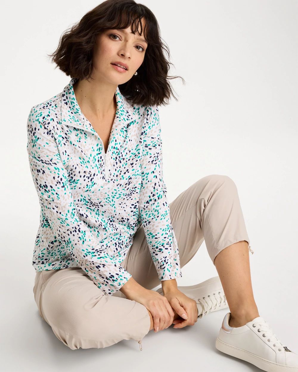 Zenergy® UPF Dots Pullover Half Zip Top click to view larger image.
