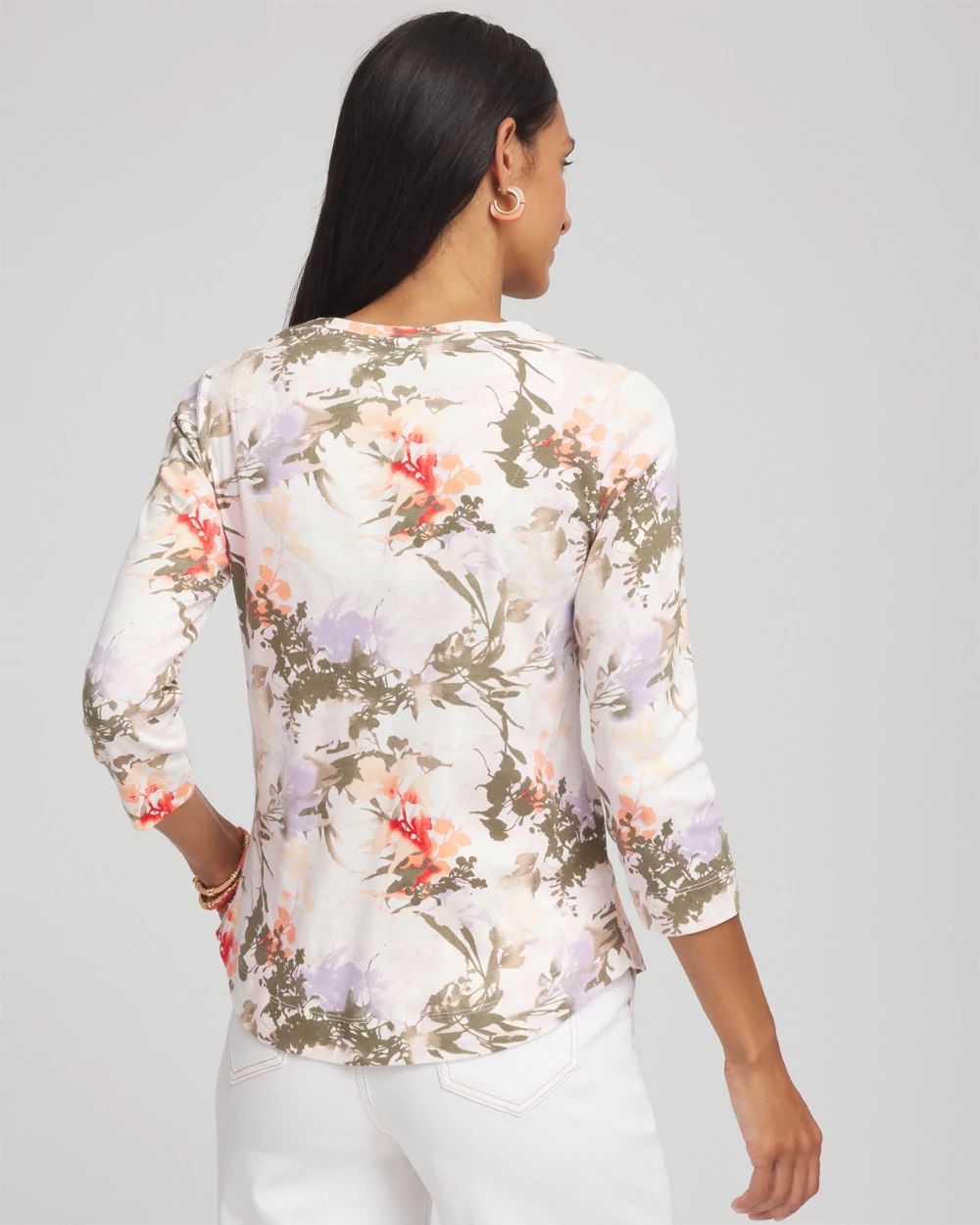 Pima Floral 3/4 Sleeve Tee