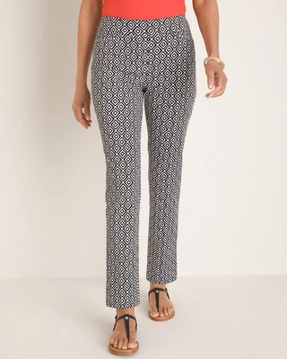 So Slimming Brigitte Ikat-Print Slim Ankle Pants