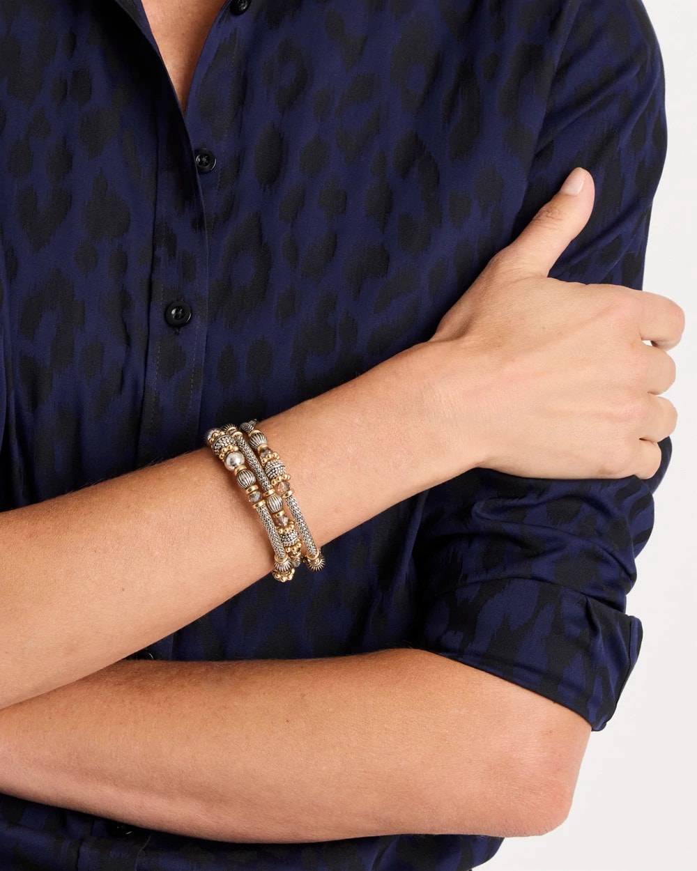 Mixed Metal Coil Bracelet