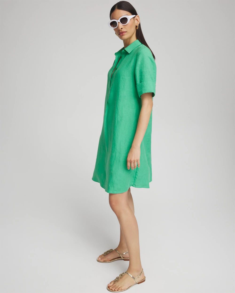 Linen Popover Shirt Dress click to view larger image.