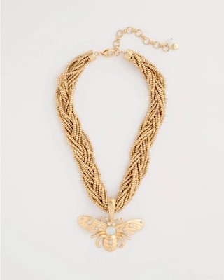 Beaded Bee Pendant Necklace