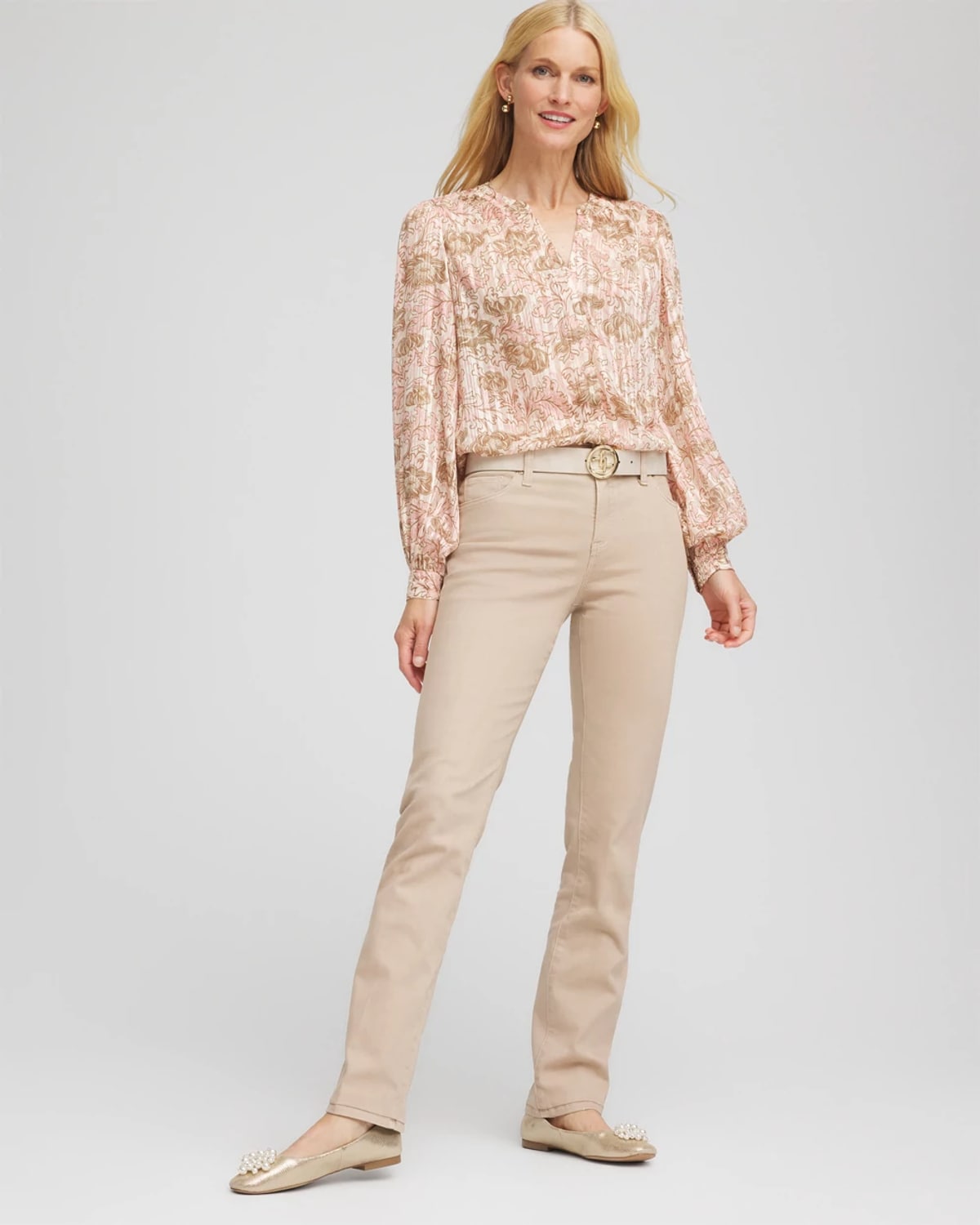 Chico's Girlfriend Slim Full-length Jeans In Champagne Fizz In Neutral