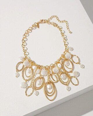 Gold Tone Statement Bib Necklace