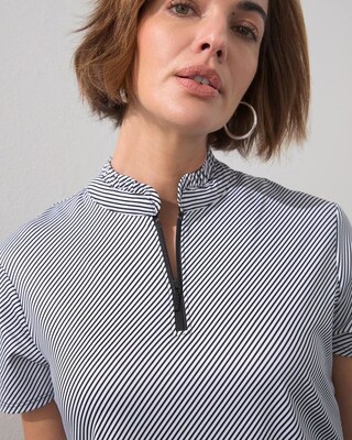Zenergy® UPF Stripe Ruffle Collar Polo