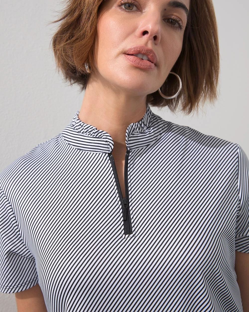 Zenergy® UPF Stripe Ruffle Collar Polo