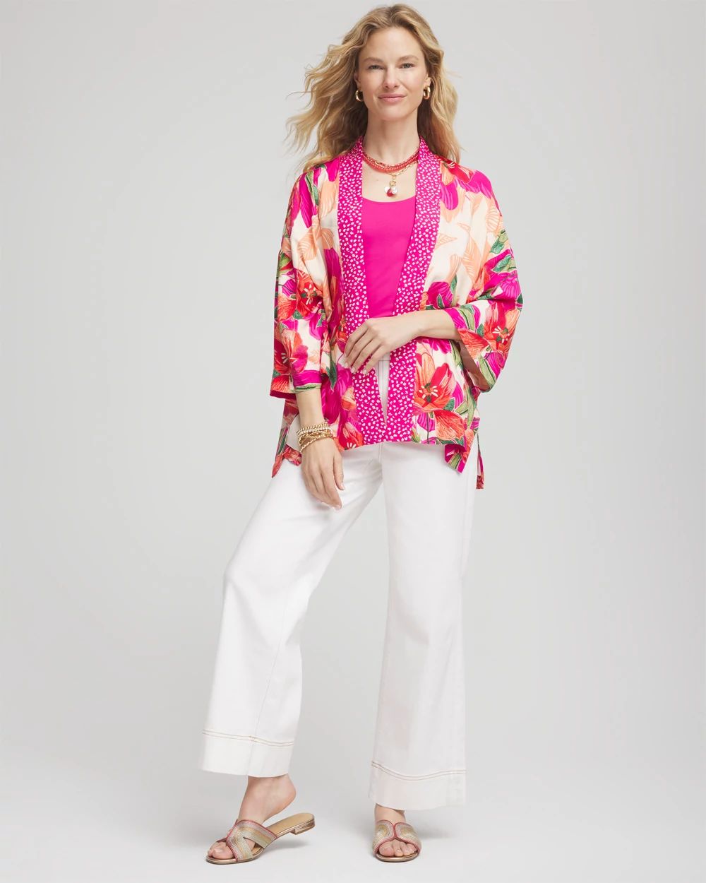 Tropical Floral Short Kimono