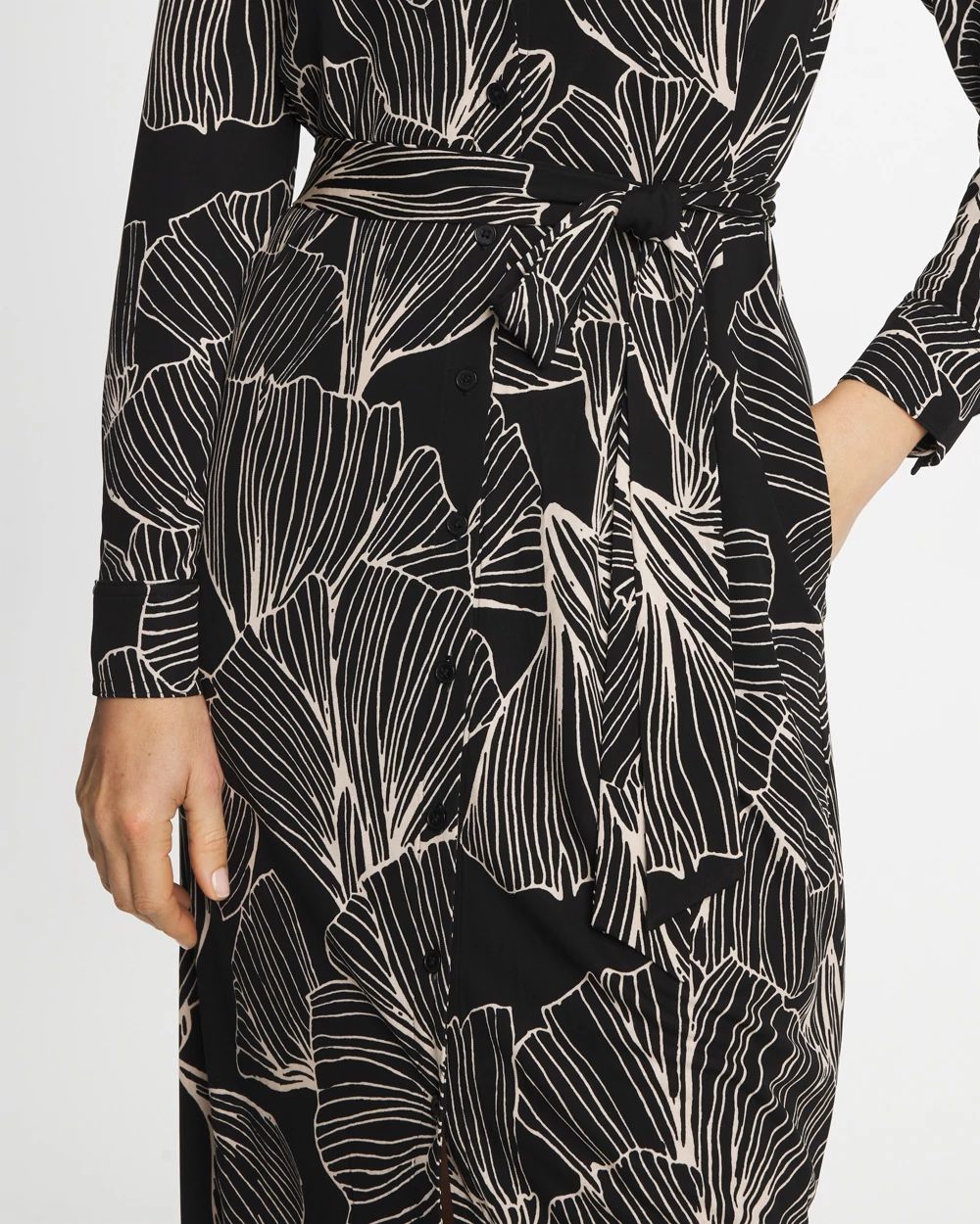 Printed Knit Shirtdress click to view larger image.