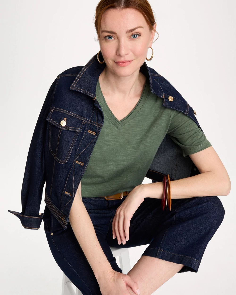 Cotton Slub V-Neck Tee click to view larger image.