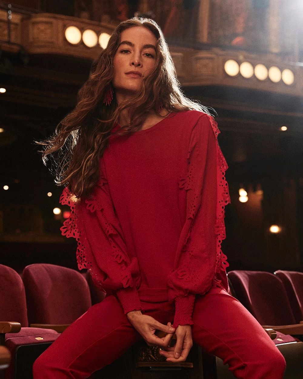 Laser Cut Applique Sleeve Sweater