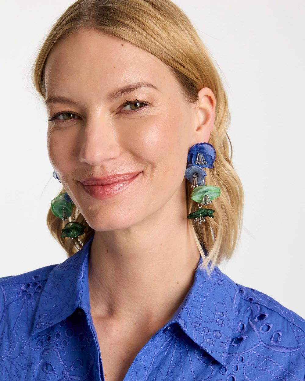 Multi Floral Linear Earrings click to view larger image.