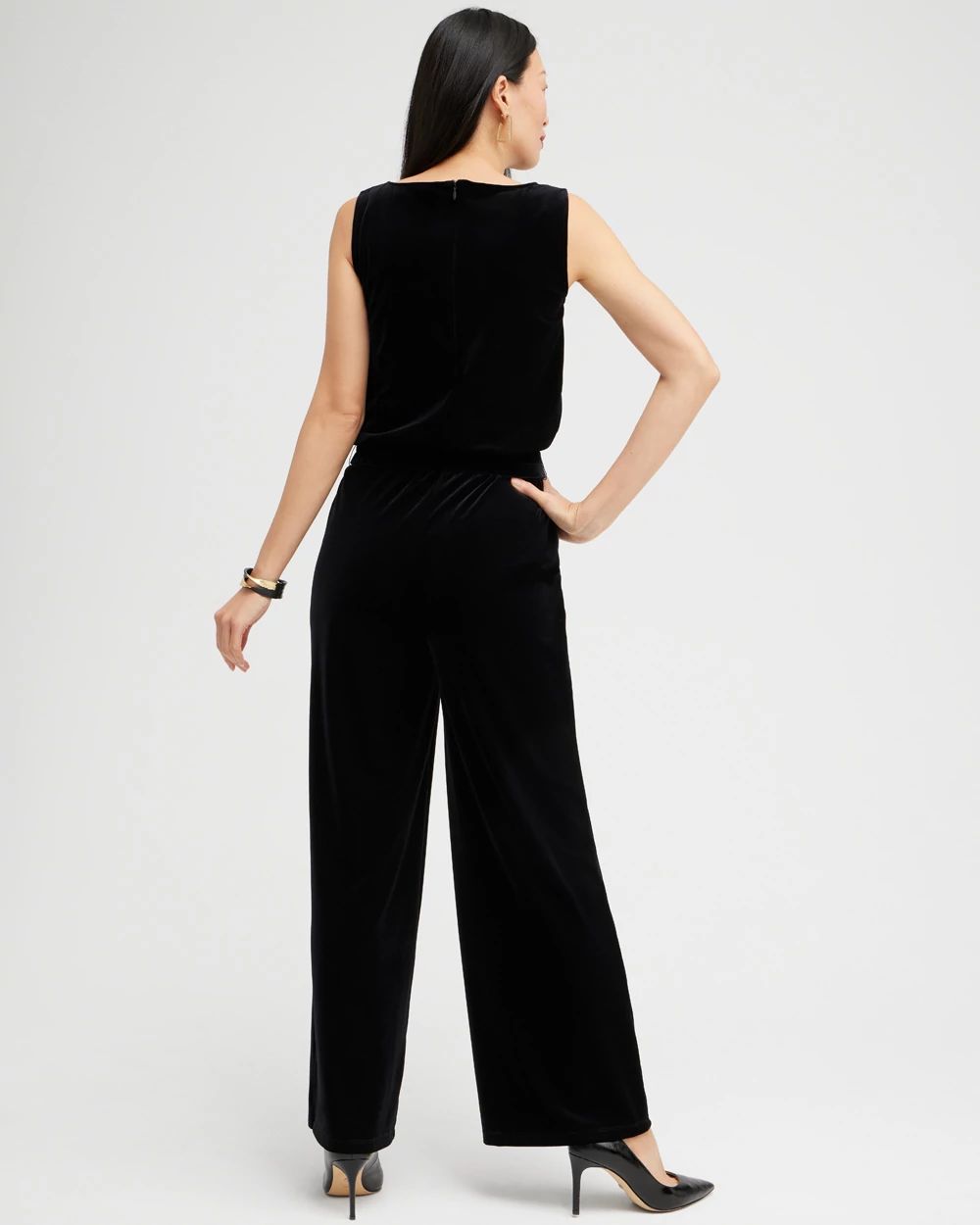 Travelers Collection Velvet Belted Jumpsuit