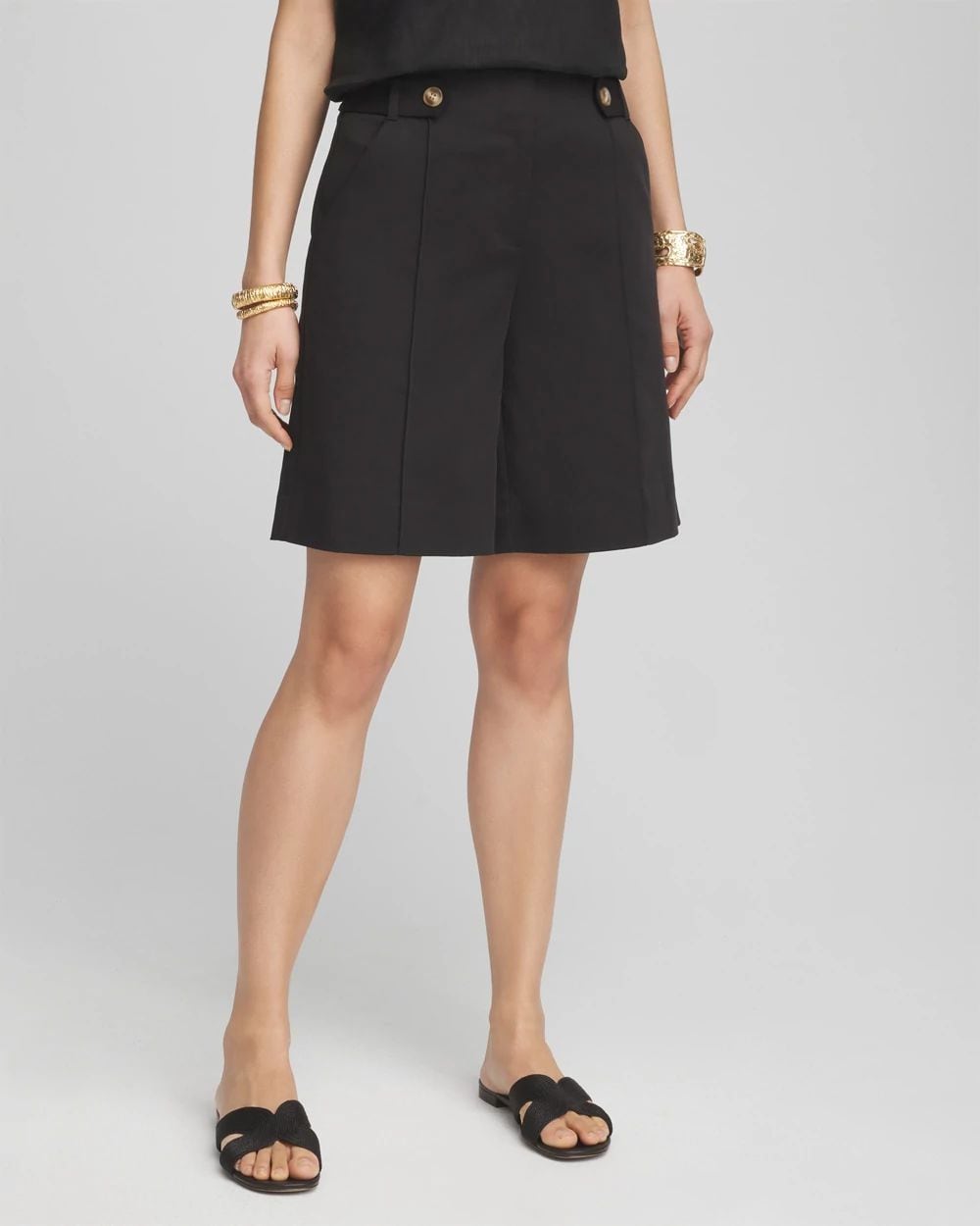 Sateen Tab-Front A-line Shorts