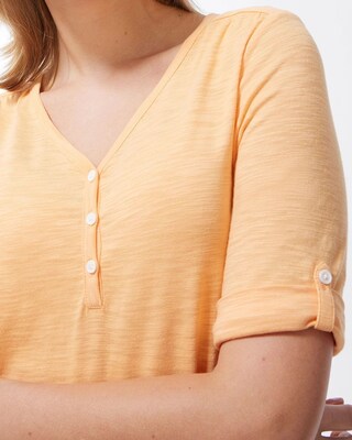 Henley Elbow Sleeve Slub Tee
