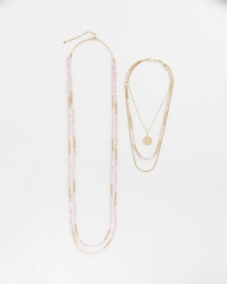 Pink Beaded Multi Strands Necklace click to view larger image.