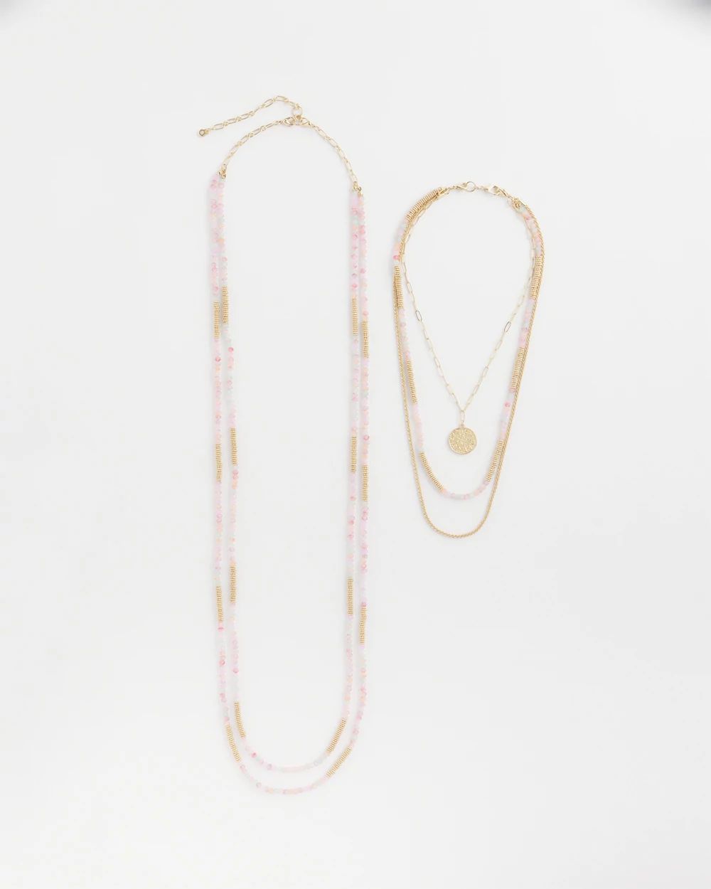 Pink Beaded Multi Strands Necklace