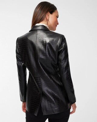 Crocodile Faux Leather Blazer