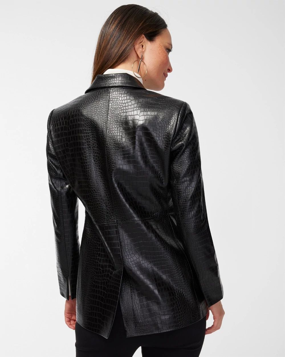 Crocodile Faux Leather Blazer