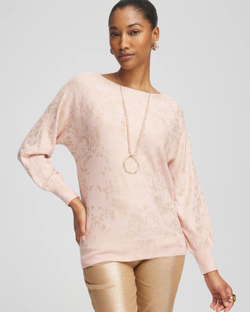 Ecovero™ Foiled Dolman-Sleeve Pullover