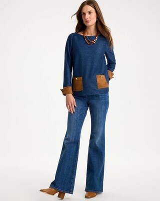 Faux Suede-Denim Top click to view larger image.