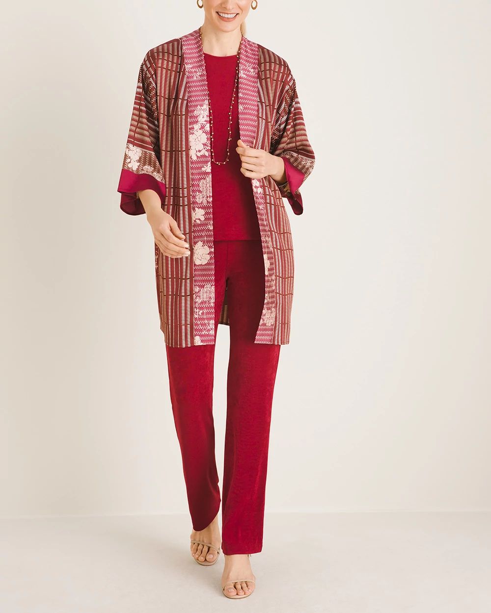 Travelers Collection Mixed-Print Kimono