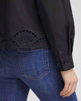 Poplin Embroidered-Hem Shirt click to view larger image.