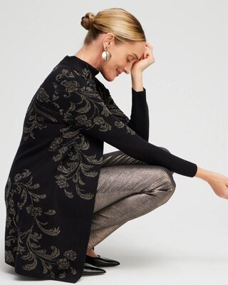 Lurex Scroll Print Cardigan