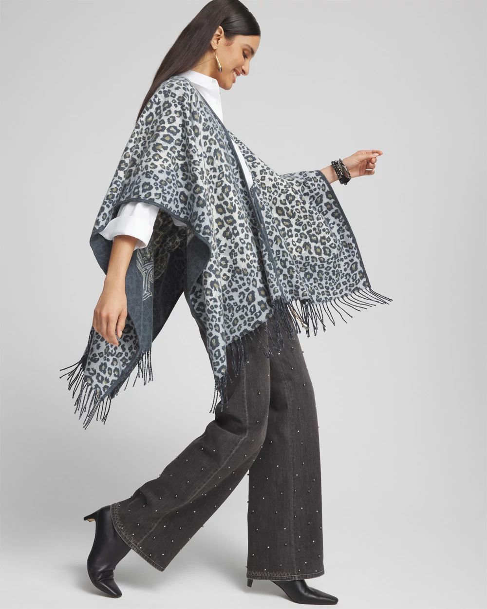 Paisley Leopard Reversible Ruana click to view larger image.