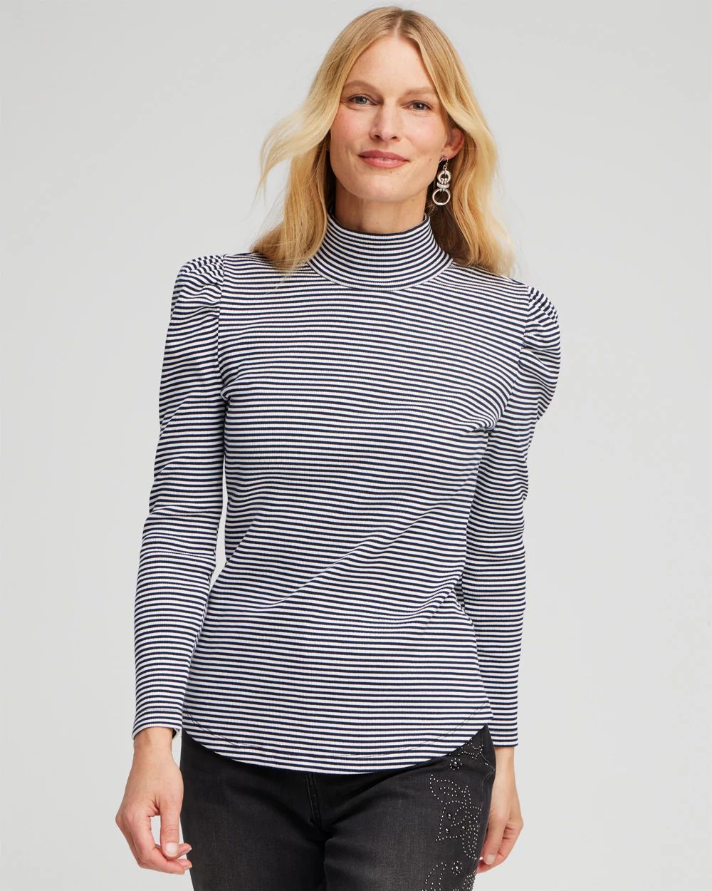 Rib Knit Stripe Turtleneck