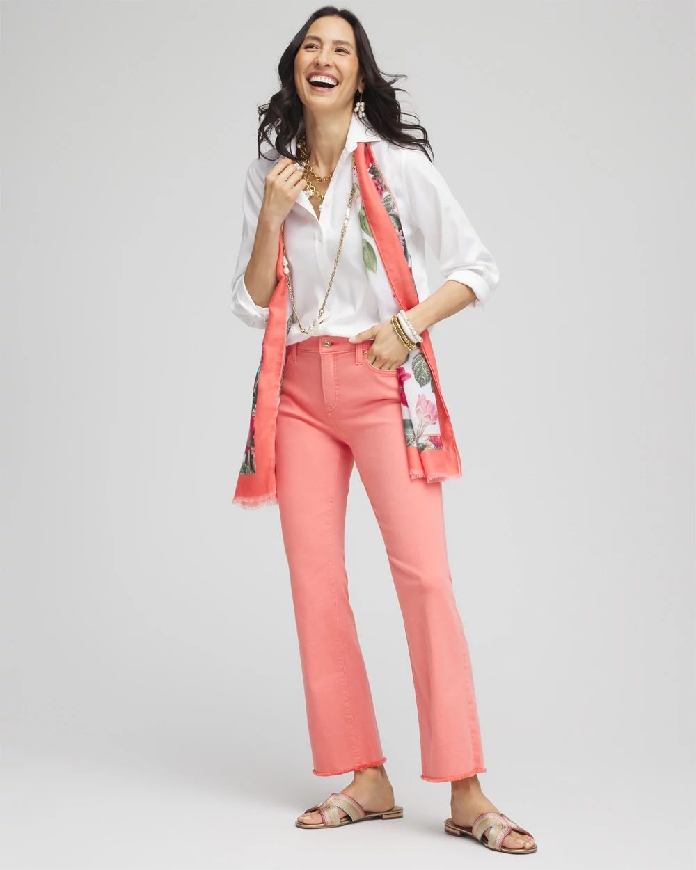 Petite Girlfriend Fray Hem Kick Flare Jeans