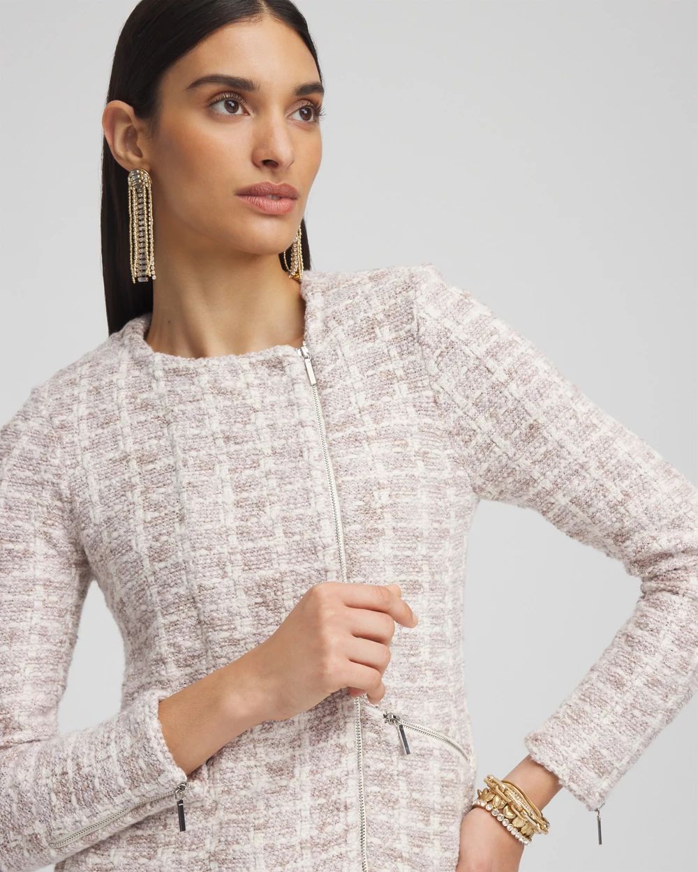 Tweed Moto Cardigan