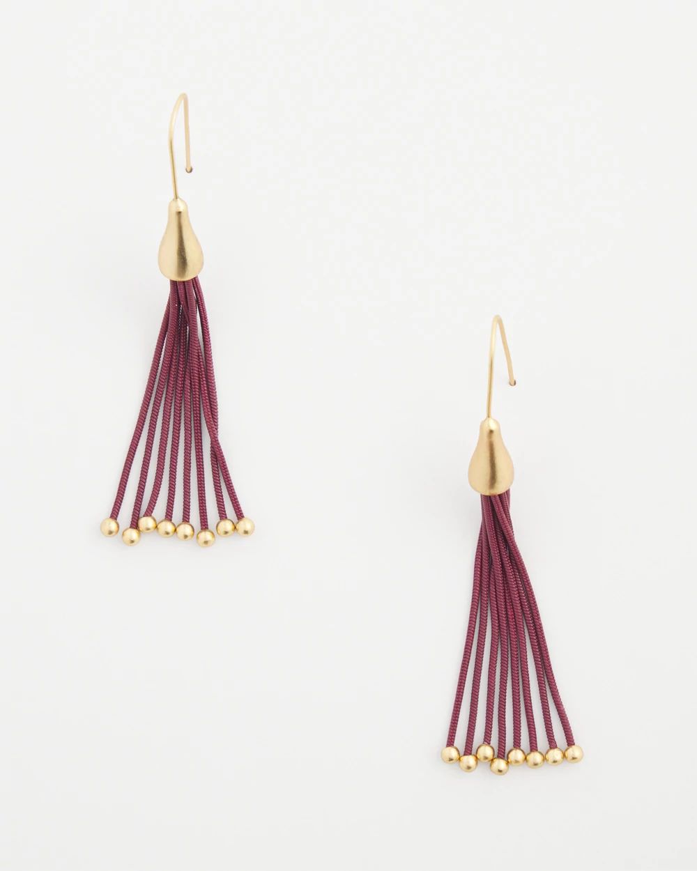 No Droop™ Red Tassel Linear Earrings