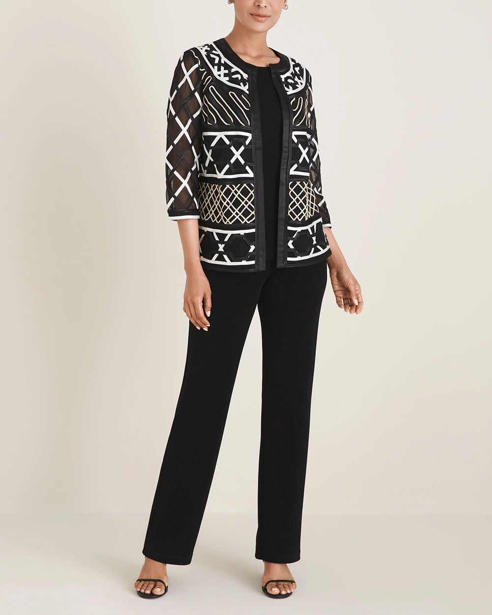 Travelers Collection Embellished Mesh Jacket