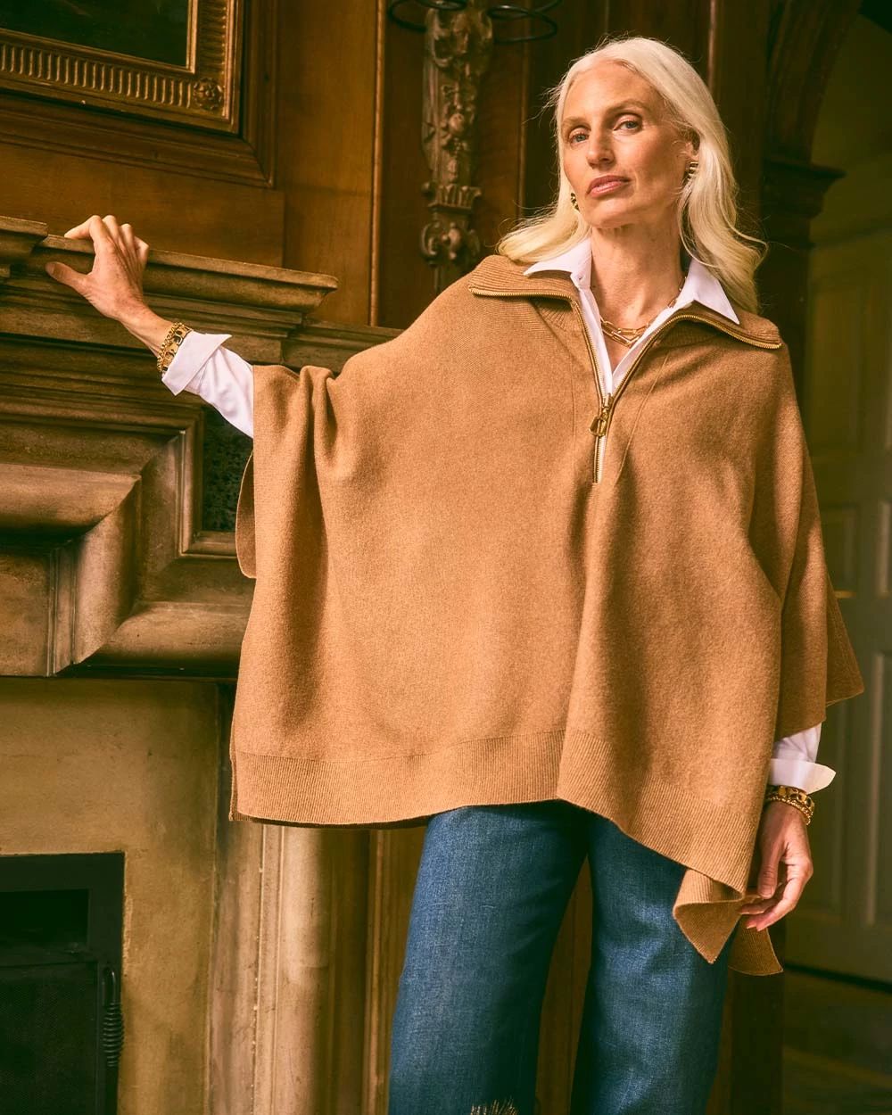 Cashmere-Blend Pullover Sweater Poncho