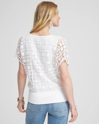 Crochet Trim Banded Hem Tee