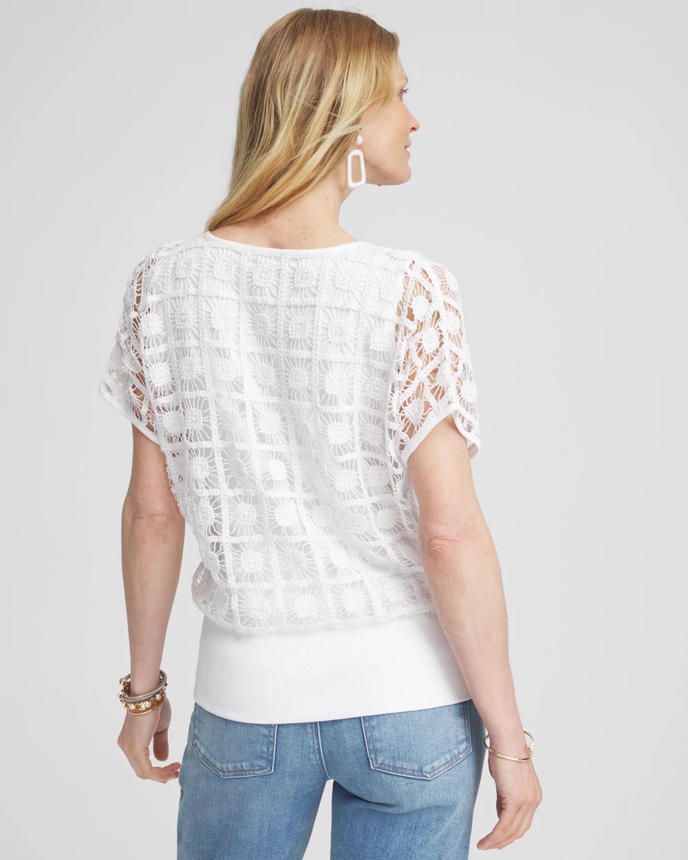 Crochet Trim Banded Hem Tee