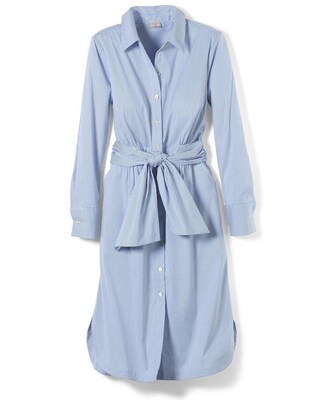 Striped Tie-Waist Shirt Dress