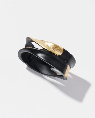 Black & Gold Tone Hinge Bracelet