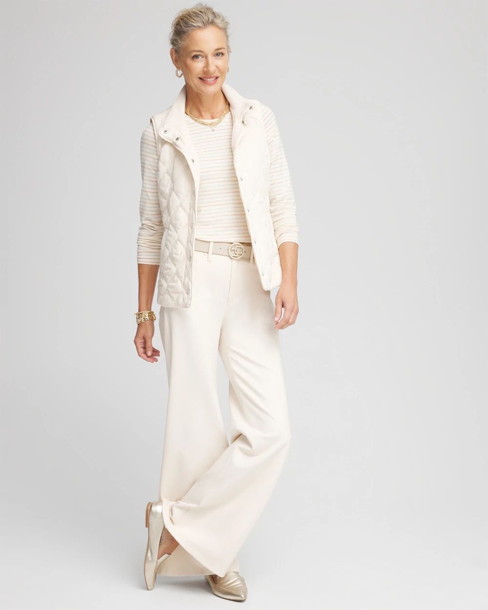 Rib Trim Quilted Vest