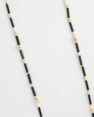 Black Enamel Long Single-Strand Necklace click to view larger image.