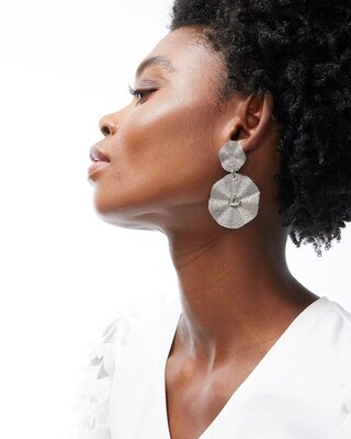 Silver-Tone Textured Drop Earrings