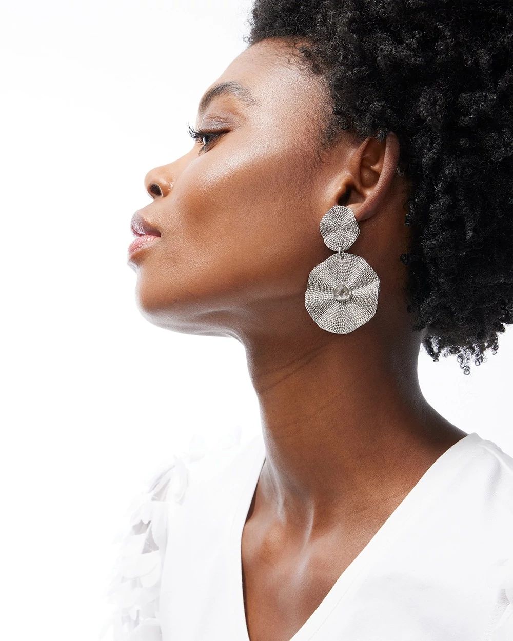 Silver-Tone Textured Drop Earrings