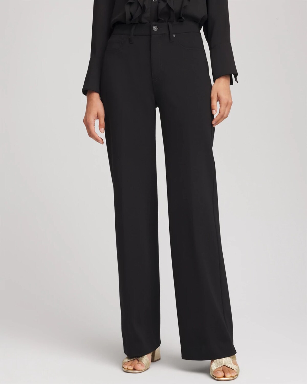 Chico's Five-pocket Wide-leg Ponte Pants In Black In Black