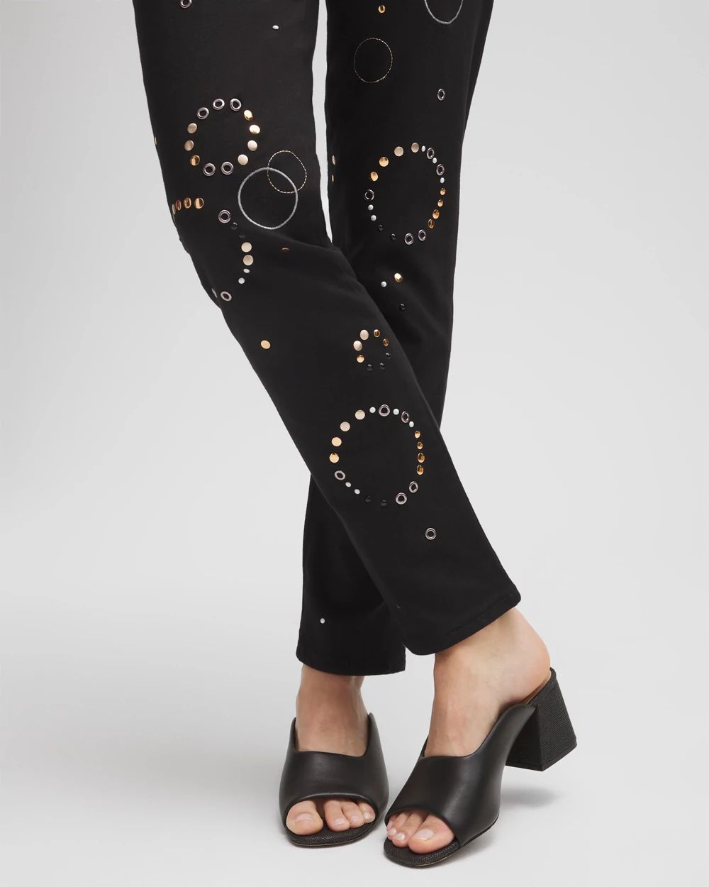 Petite Girlfriend Grommet Detail Ankle Jeans