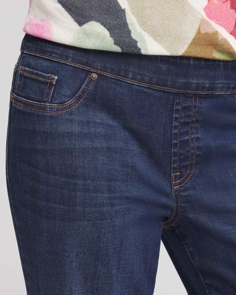 Pull-On Straight Cropped Jeans